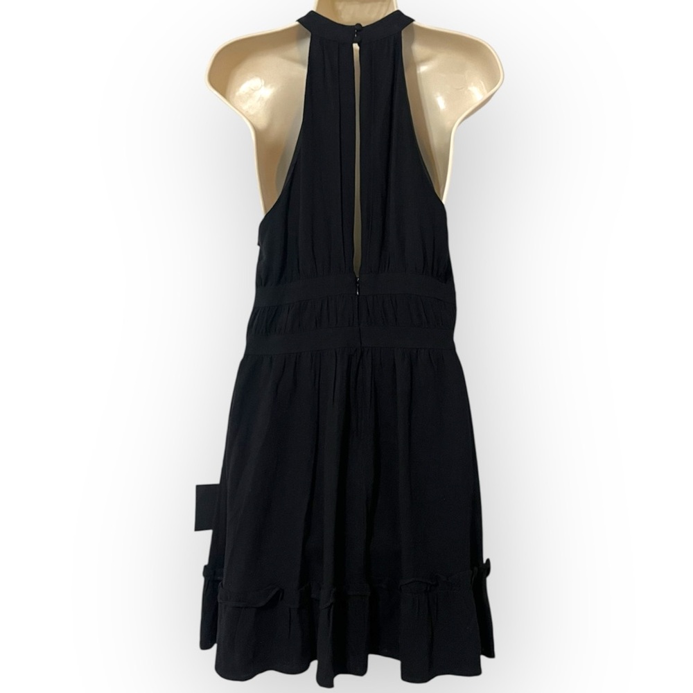 LULUS Dress Womens Medium Black Linen Blend Roman Reverie Halter Mini Ruffle New - Picture 7 of 10